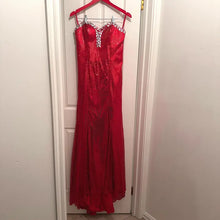 Vintage Red Sequin Lace-Up Evening Gown / Y2K Glam Maxi Dress / Rhinestone Formal Mermaid Dress