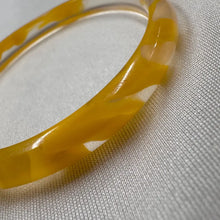 Vintage Yellow Floral Clear Acrylic Bangle Set | Set of 2 Retro Lucite Style Bracelets | 70s Statement Jewelry