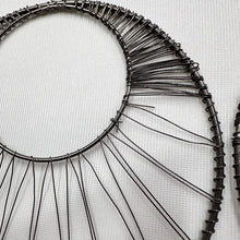 Statement Hoop Wire Earrings | Gunmetal Gray Silver Oversized Circular Dangle Earrings | Boho Industrial Handmade Style