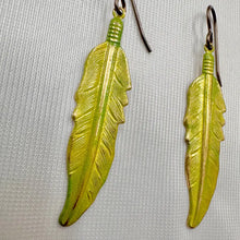 Vintage Gold Feather Dangle Earrings | Boho Feather Drop Earrings | Lightweight Nature Inspired Statement Jewelry