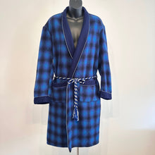 Vintage Blue Plaid Wool Wrap Coat | 100% Pure Wool, Oversized Belted Jacket