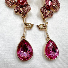 Vintage Pink Crystal Floral Drop Earrings
