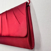 Vintage Red Satin Evening Bag | Pleated Formal Clutch, 90s Cocktail Party Purse