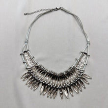 Vintage Tribal Statement Necklace | Gunmetal Fringe Bib Necklace | Boho Festival Collar Necklace | Silver Tone Ethnic Jewelry