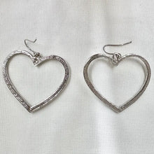Vintage Rhinestone Open Heart Dangle Earrings | Silver Tone Y2K Romantic Jewelry