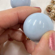 Vintage Powder Blue Lucite Ball Drop Earrings | Gold Tone Statement Earrings | Retro 1980s Oversized Bubble Earrings
