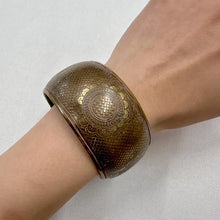 Vintage Wide Brass Tone Etched Bangle | Bohemian Cuff Bracelet | Ornate Floral Engraved Statement Bracelet