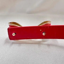 Red Bow Belt / Vintage Inspired Faux Leather Ribbon Belt / Coquette Statement Waist Belt / Gold Tone Detail