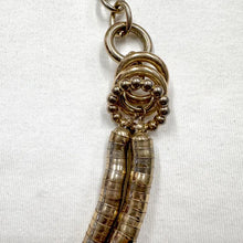 Vintage Gold Statement Necklace – Articulated Tube Segments with Black Glass Bead Centre