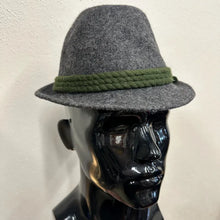 Vintage Original Tiroler Hat | Grey Wool Felt Tyrolean Hat | Green Braided Band | Alpine Oktoberfest Hat | 55cm