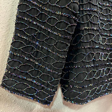 Vintage Black Beaded Jacket | Iridescent Sheer Evening Cardigan, Art Deco Style