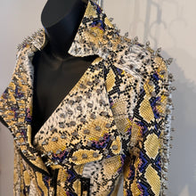 Y2K Snake Print Faux Leather Biker Jacket, Studded Spiked Jacket, Statement Moto Jacket, Rock Glam Jacket, Edgy Cropped Jacket