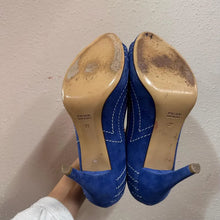 Bianca Buccheri Blue Suede Open Toe Heels – Made in Italy Designer Stiletto Pumps