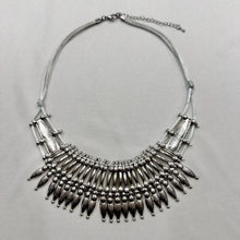 Vintage Tribal Statement Necklace | Gunmetal Fringe Bib Necklace | Boho Festival Collar Necklace | Silver Tone Ethnic Jewelry