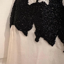 Vintage Black White Beaded Cocktail Dress | Art Deco Inspired Party Mini Dress