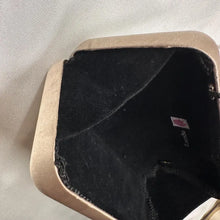 Vintage Champagne Satin Evening Clutch, Rhinestone Clasp, Chain Strap Shoulder Bag