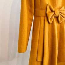 Mustard Wool Blend Coat, REVIEW Australian Designer Coat, Fit and Flare Coat, Bow Back Coat, Vintage Inspired Statement Coat, Size 8