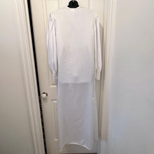 Vintage Italian White Satin Lace Nightgown | Romantic Bridal Peignoir Robe | Long Sleeve Boudoir Dress