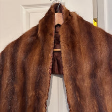 Vintage Genuine Mink Fur Stole Wrap with Fringe Trim | Long Brown Fur Shawl | Old Hollywood Glamour