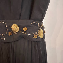 Mary Charmaine Black Pleated Jumpsuit, Embellished Waist, Sheer Wide Leg Trousers