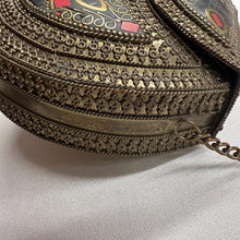 Vintage Bohemian Metal Clutch Bag | Turquoise Style Stone Crossbody Purse | Tribal Mosaic Evening Bag