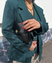 Vintage Teal Two-Piece Set – Structured Jacket & Scallop-Trimmed Vest