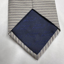 Vintage Jean Mercier Tie Black Ivory Stripe and sky blue dots Pattern Polyester Necktie
