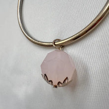 Vintage Gold -Tone Bangle with Pink Faceted Bead Charm | Minimalist Bracelet | Rose Quartz Style Statement Bangle