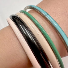 Vintage Enamel Bangle Set | Stackable Retro Jewelry, Black, Pink, Blue, Green Beige