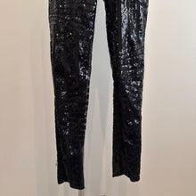 Black Sequin Halter Jumpsuit, Geometric Stripe Open Back Party Outfit (Size S)
