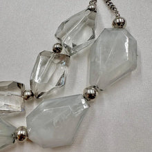 Vintage Clear & Grey Statement Necklace / Faceted Acrylic Beads / Chunky Chain Necklace / Y2K Minimal Jewelry