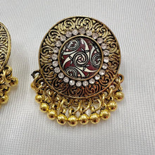 Vintage Boho Gold Medallion Earrings | Rhinestone & Coin Fringe Drop Earrings | Ethnic Statement Earrings