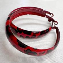 Vintage Red Leopard Print Chunky Hoop Earrings | Lightweight Statement Jewelry