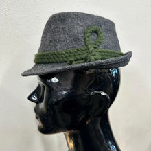 Vintage Original Tiroler Hat | Grey Wool Felt Tyrolean Hat | Green Braided Band | Alpine Oktoberfest Hat | 55cm