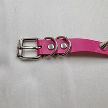 Vintage Pink Spiked Choker / Faux Leather Heart Choker / Punk Y2K Necklace / Harajuku Style / Statement Choker