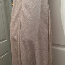 Vintage Metallic Rose Gold Fringe V-Neck Maxi Dress Size M Shimmer Column Slit