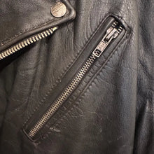 Vintage Black Leather Asymmetrical Biker Jacket, Distressed Punk Rocker Coat