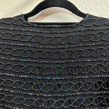 Vintage Black Beaded Jacket | Iridescent Sheer Evening Cardigan, Art Deco Style