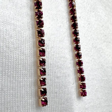 Vintage Deep Pink Rhinestone Line Drop Earrings