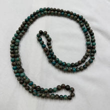Vintage Turquoise Brown Beaded Necklace / Double Strand Long Necklace / Earth Tone Statement Jewelry / Layering Necklace