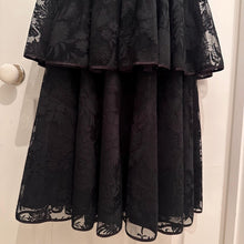 Vintage Evaldo Bock Black Bow Midi Dress / 80s Party Dress / Romantic Tiered Lace Formal Dress