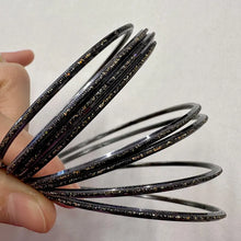 Vintage Black & Bronze Sparkle Stacking Bangles Set of 8 | Thin Layering Bracelets | Celestial Boho Jewellery
