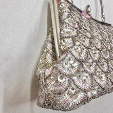 Vintage Gregory Ladner Beaded Sequin Evening Bag | White Bridal Clutch, Art Deco Style Purse