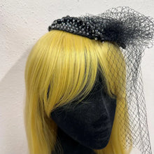 Vintage Black Beaded Fascinator Hat | Rhinestone Cocktail Headpiece, Birdcage Veil Accessory