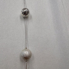 Vintage Silver Beaded Long Necklace | Minimalist Floating Ball Necklace | Modernist Layering Jewelry | Retro Metallic Strand necklace