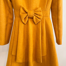 Mustard Wool Blend Coat, REVIEW Australian Designer Coat, Fit and Flare Coat, Bow Back Coat, Vintage Inspired Statement Coat, Size 8