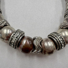 Vintage Silver Tone Statement Necklace / Chunky Beaded Necklace / Industrial Style / Retro Metal Jewelry / Bold Necklace