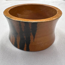 Vintage Wooden Zebra Print Wide Bangle Bracelet, Chunky Brown Black Statement Cuff, Retro Animal Print Boho Bracelet