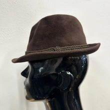 Vintage Brown Wool Alpine Fedora Hat | Rope Band Felt Hat | Traditional Tyrolean Style | Unisex | 55cm