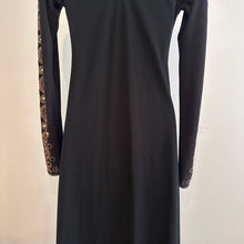 Black Gold Rhinestone Maxi Dress, Long Sleeve Deep V Neck Evening Gown, Diagonal Embellished Formal Dress, Elegant Statement Party Wear